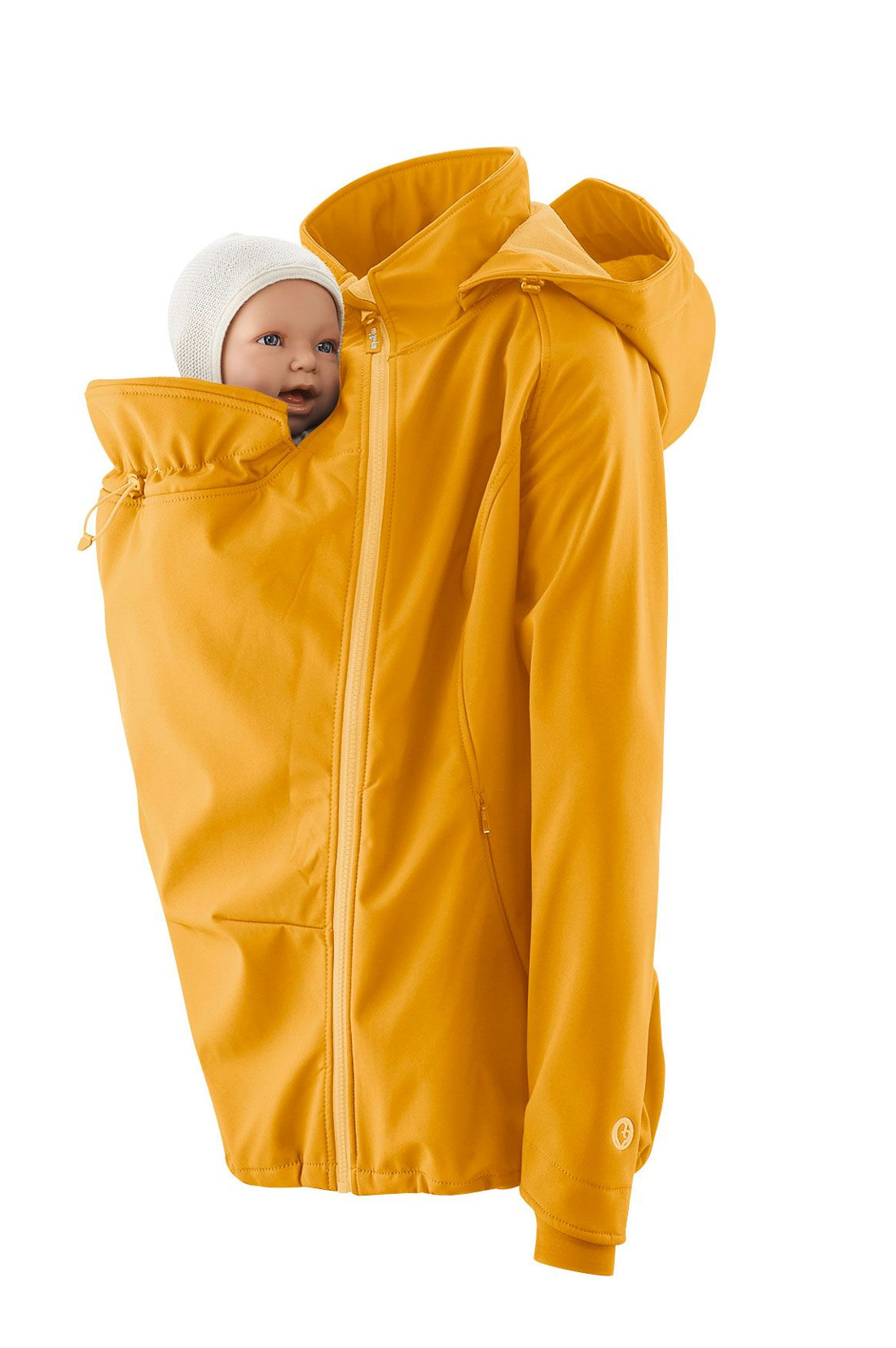 Mamalila softshell Allrounder positie- en draagjas mustard mawaho.nl