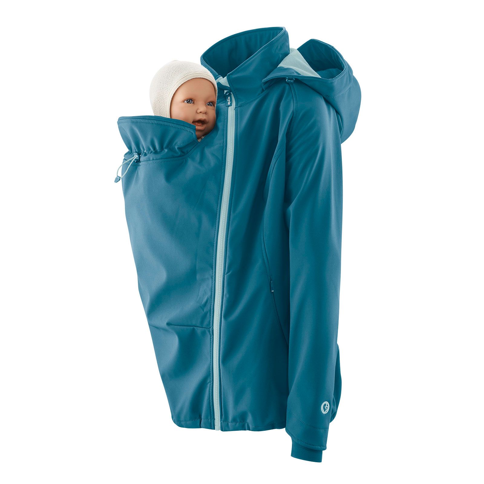 Mamalila softshell Allrounder positie- en draagjas teal mawaho.nl